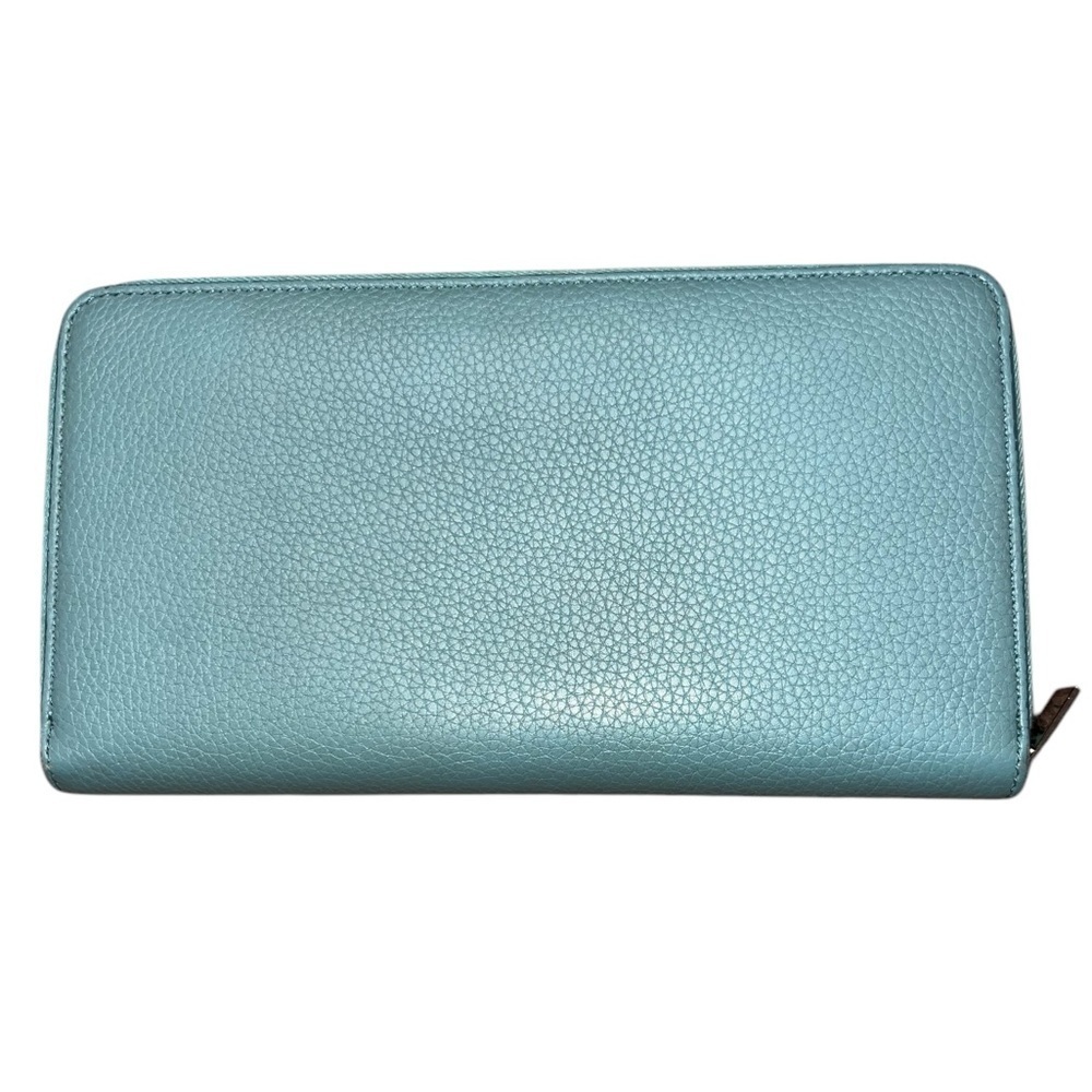 EUC Celine Large Zipped Multifunction Long Wallet Blue Leather Silver Hardware - Picture 4 of 15